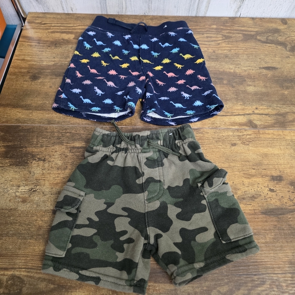 Garanimals Navy Dinosaur and Green Camo Shorts Set Size 18M